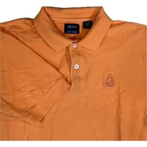 IZOD Silk-Wash Cotton Orange Crest Logo Polo Shirt Men’s Medium Classic Golf Fit